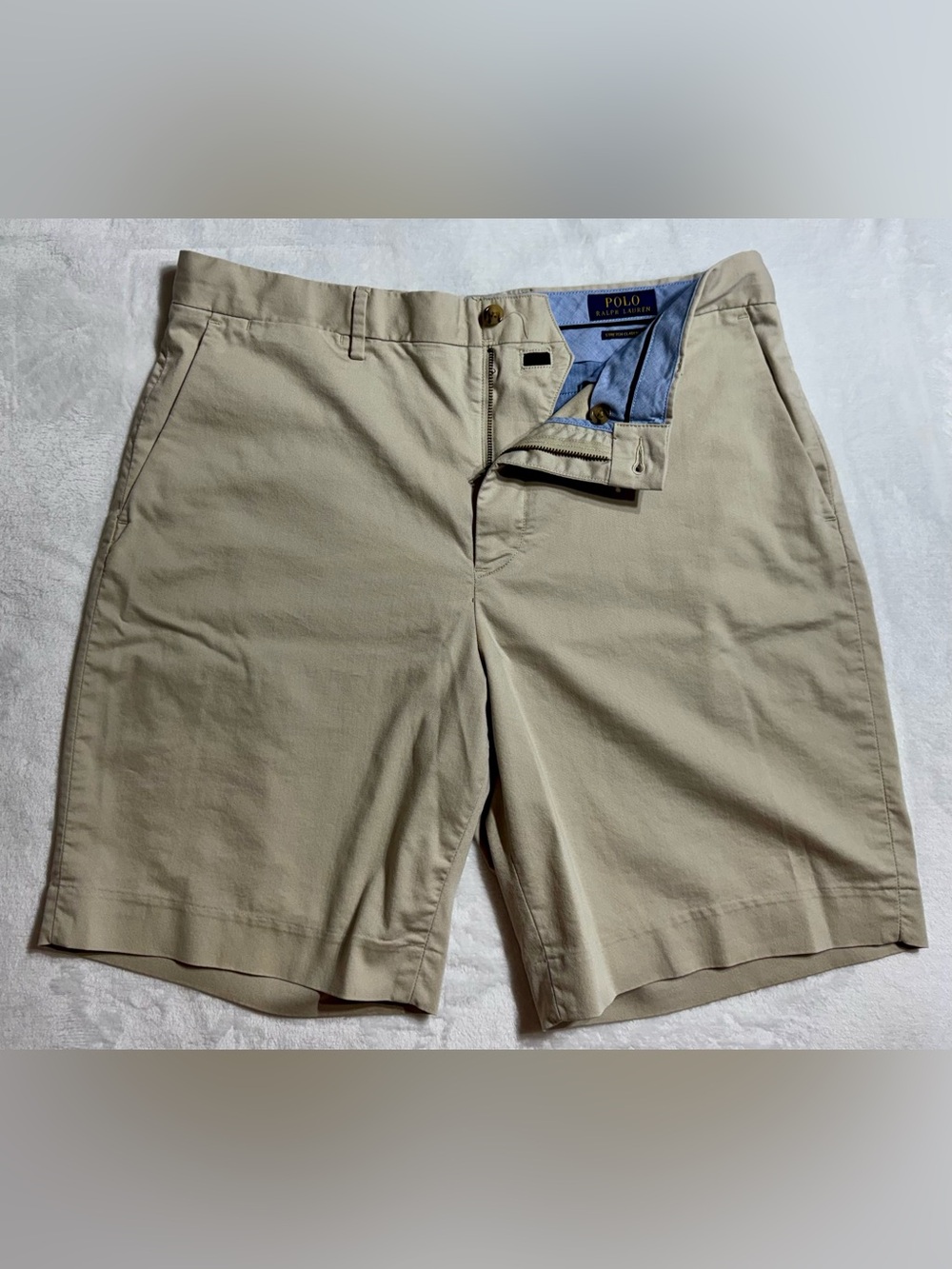 Polo Ralph Lauren Men’s Beige Stretch Classic Fit Chino Shorts Flat Front